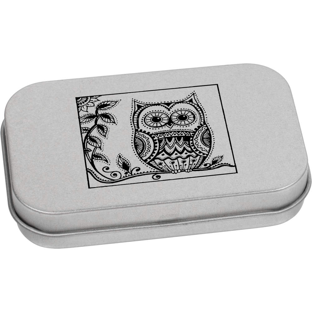 'Owl On Tree Branch' Metal Hinged Tin / Storage Box (TT016579)