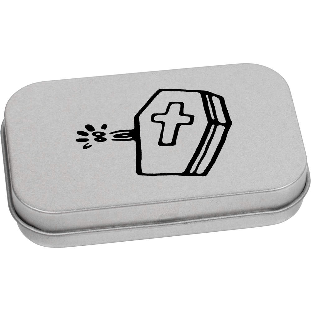 'Skeleton Coffin' Metal Hinged Tin / Storage Box (TT017993)
