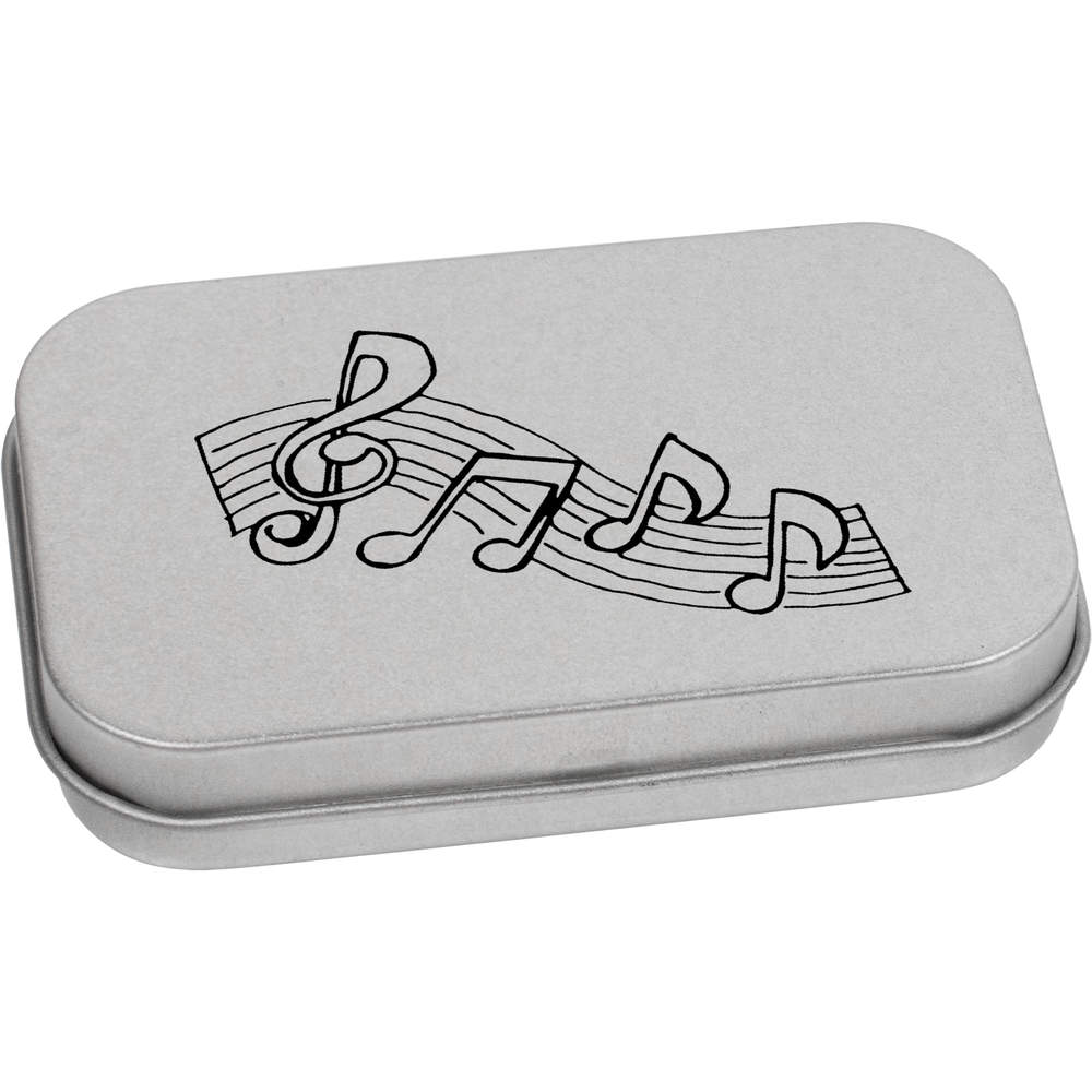 'Musical Notes' Metal Hinged Tin / Storage Box (TT019157)