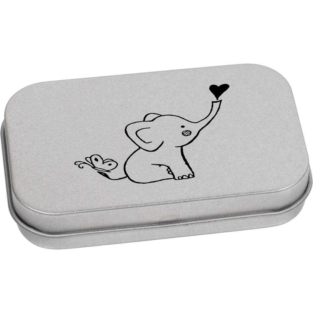 'Baby Elephant' Storage / Stationery Tin - Heart Shape From Elephant Trunk - Metal Hinged Keepsake Box for Stationery, Crafts, Sweets and Gifts (TT019533)