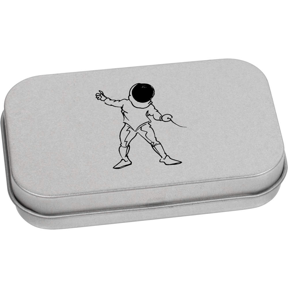 'Fencing' Metal Hinged Tin / Storage Box (TT021202)