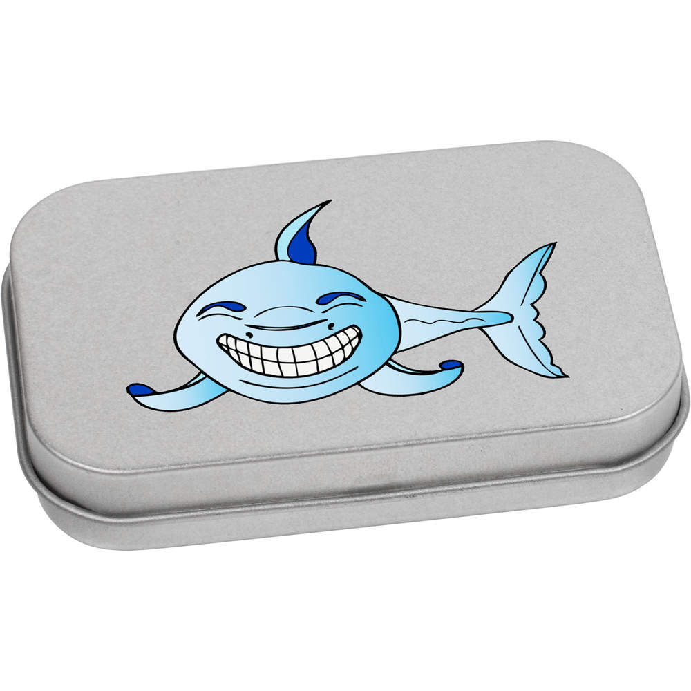 80mm 'Smiling Shark' Metal Hinged Tin / Storage Box (TT00096088)