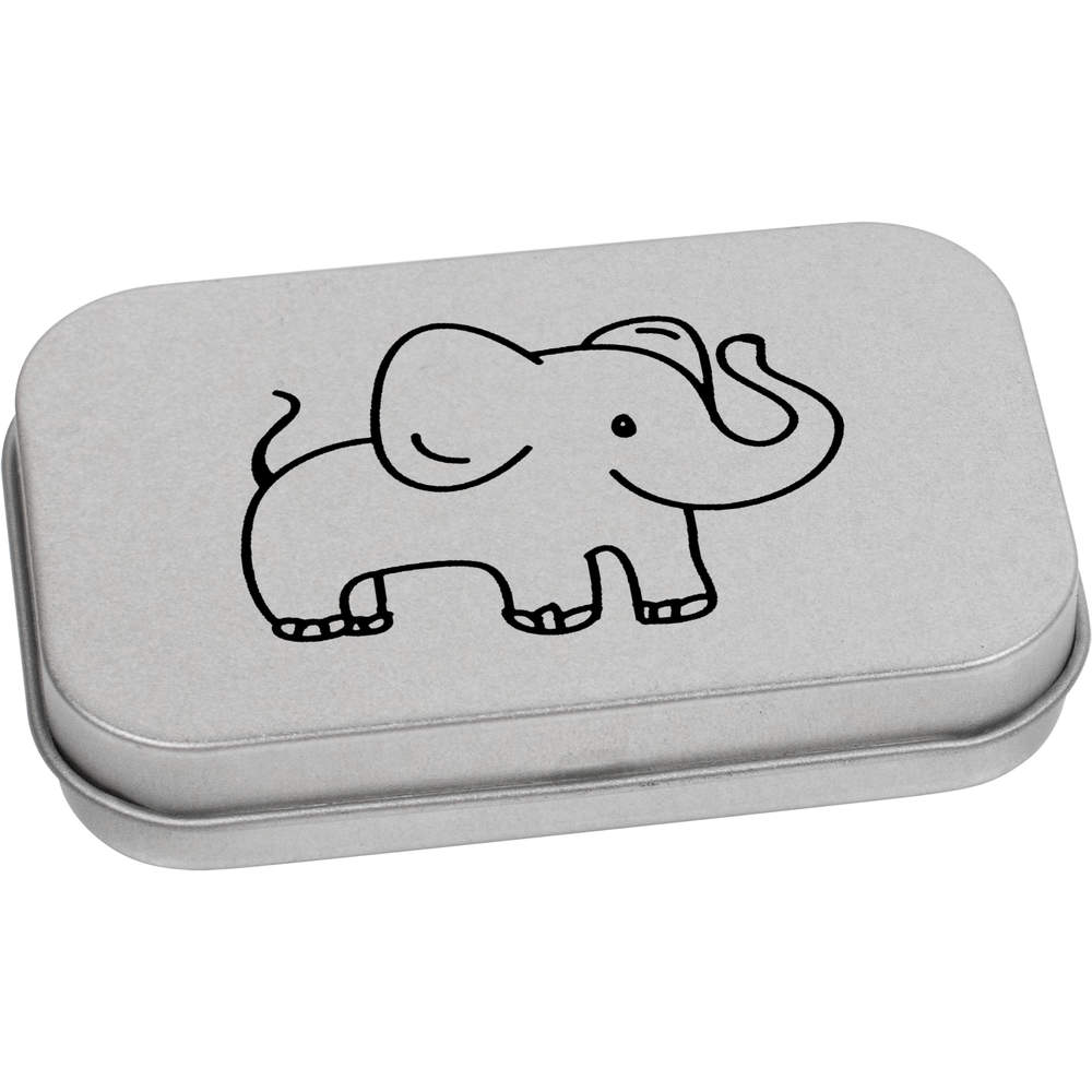 'Cute Elephant' Storage / Stationery Tin - Metal Hinged Keepsake Box for Stationery, Crafts, Sweets and Gifts (TT022539)