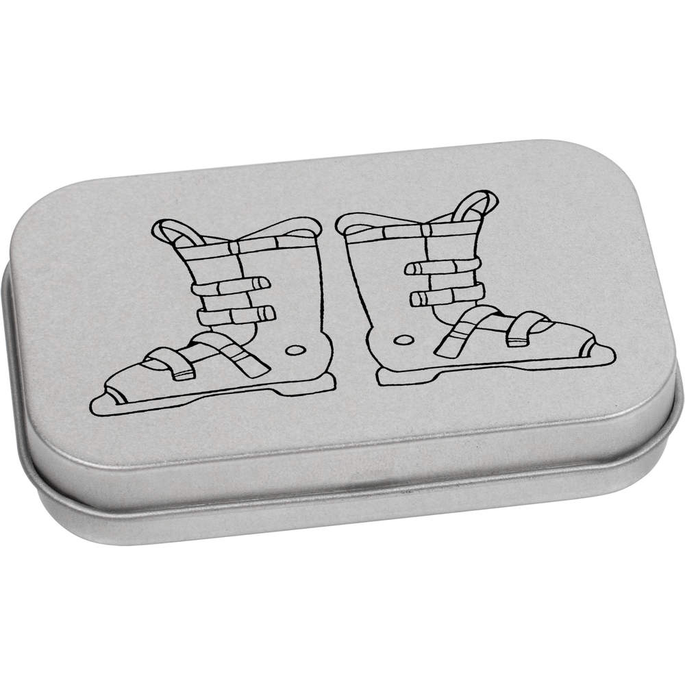 'Ski Boots' Metal Hinged Tin / Storage Box (TT023945)
