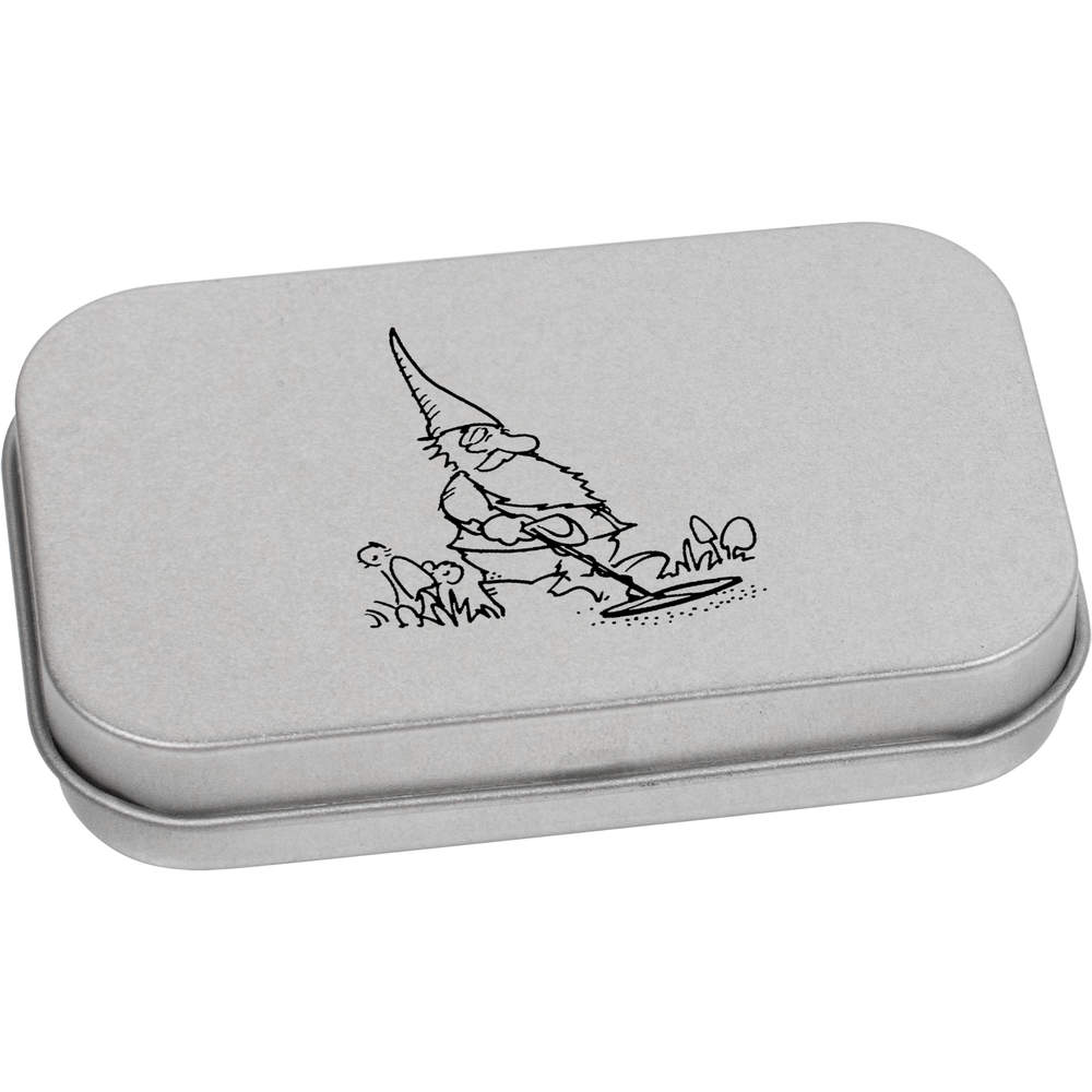 80mm 'Metal Detector Gnome' Metal Hinged Tin / Storage Box (TT00109332)