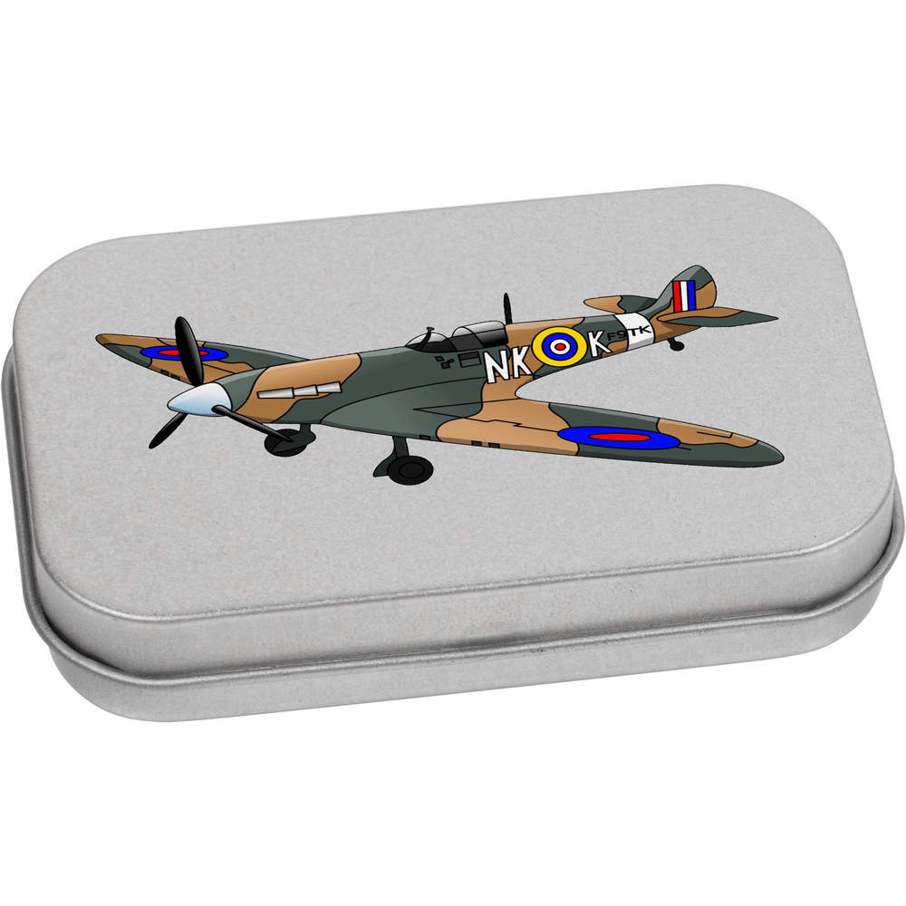 'WW2 Spitfire Plane' Storage / Stationery Tin - World War Fighter Aircraft Icon - Metal Hinged Keepsake Box for Stationery, Crafts, Sweets and Gifts (TT025068)