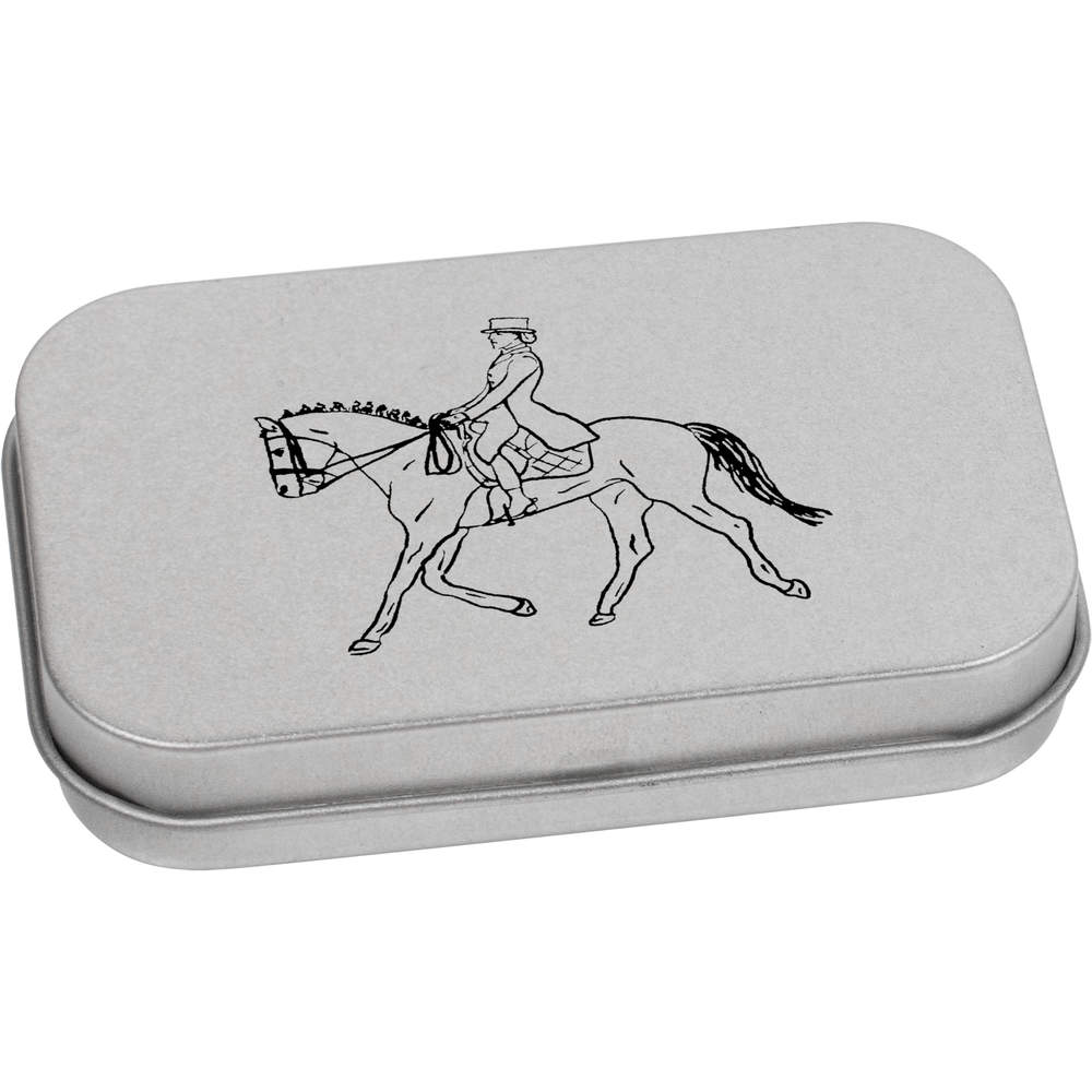 'Dressage Horse & Rider' Metal Hinged Storage Tin - 80mm x 50mm - Keepsake Box for Stationery, Crafts, Sweets and Small Gifts (TT00122912)