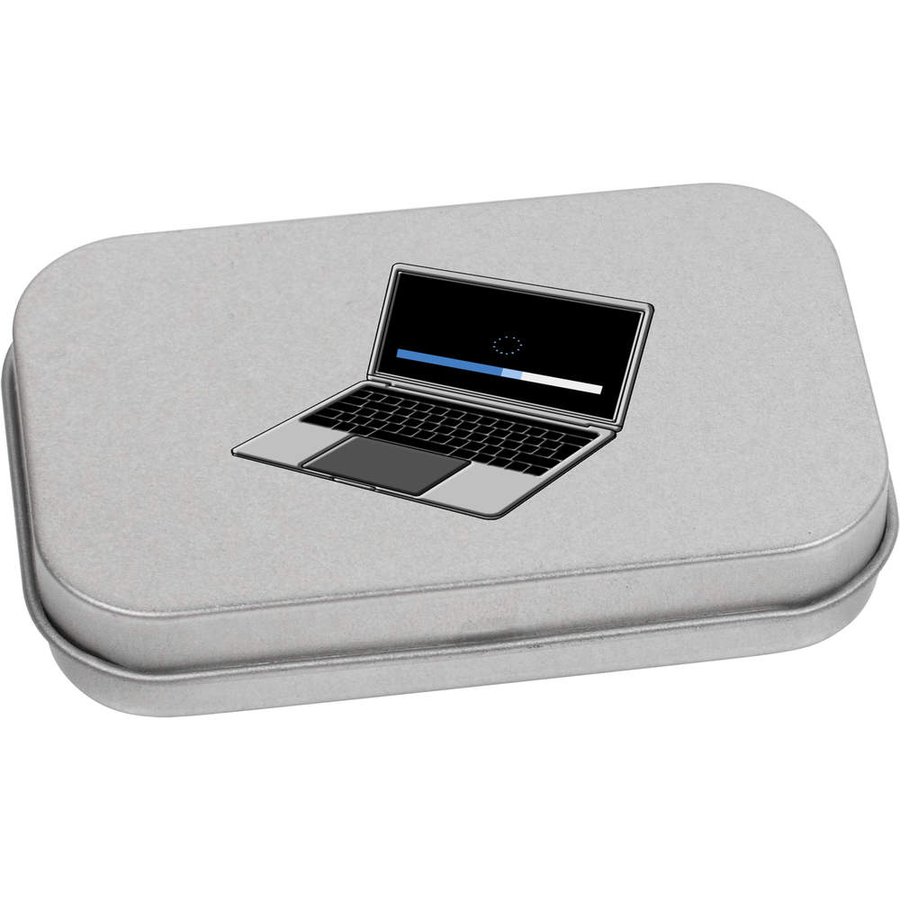 'Loading Laptop' Metal Hinged Tin / Storage Box (TT029738)