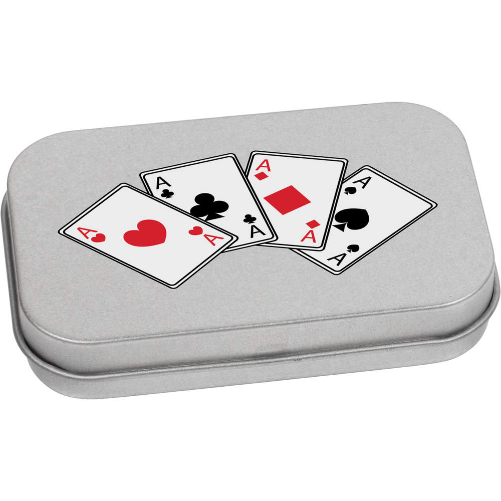 'Aces Playing Cards' Storage / Stationery Tin - Metal Hinged Keepsake Box for Stationery, Crafts, Sweets and Gifts (TT029990)