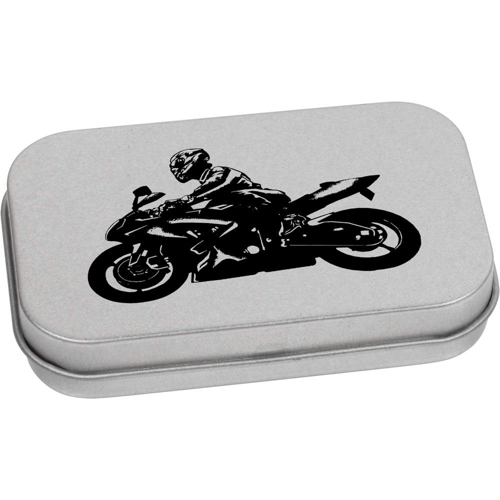 'Motorcyclist' Metal Hinged Tin / Storage Box (TT030952)