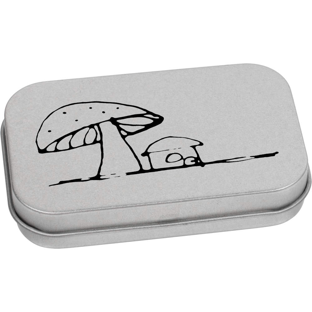 'Mushroom & Tiny House' Metal Hinged Tin / Storage Box (TT031982)
