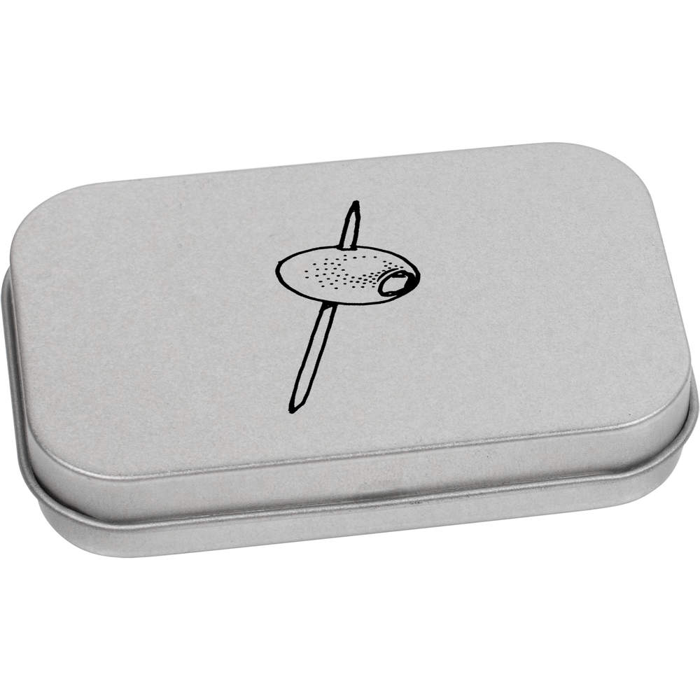 'Olive on Cocktail Stick' Metal Hinged Tin / Storage Box (TT035039)
