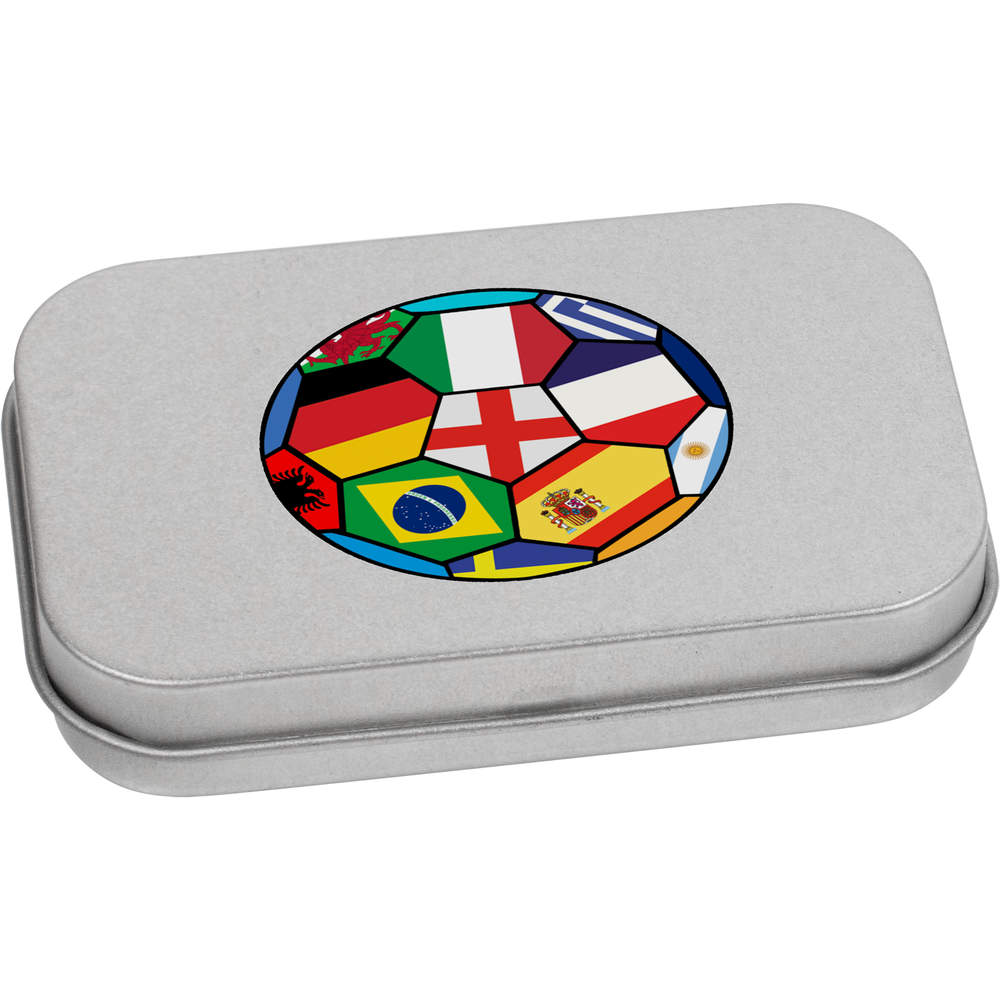 'World Cup Flags Football' Metal Hinged Tin / Storage Box (TT036463)