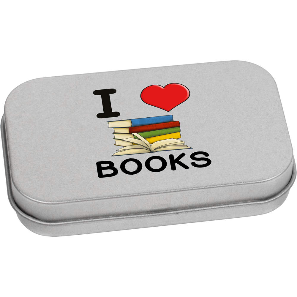 80mm 'I Love Books' Metal Hinged Tin / Storage Box (TT00186642)