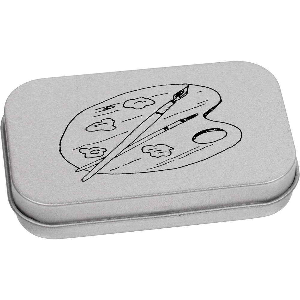 'Artists Palette & Brushes' Metal Hinged Tin / Storage Box (TT037812)