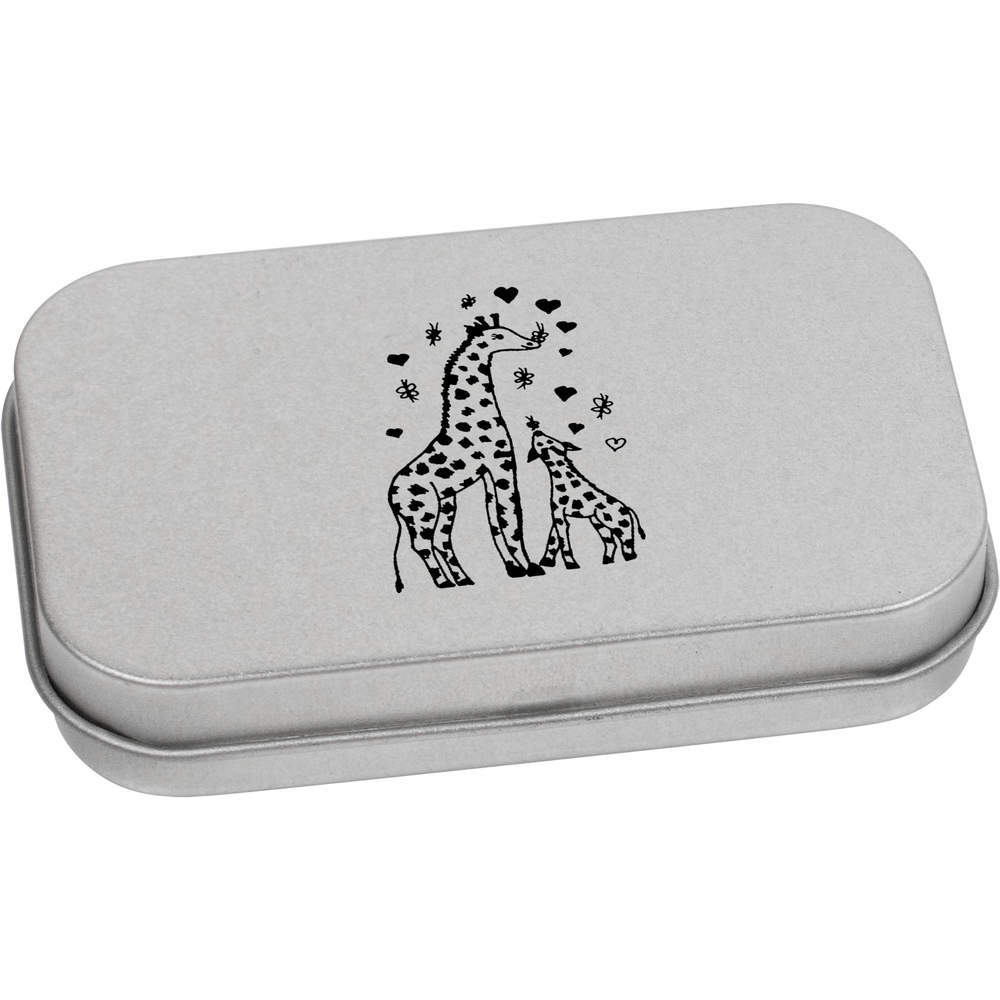 'Giraffe Mother & Calf' Metal Hinged Tin / Storage Box (TT038023)