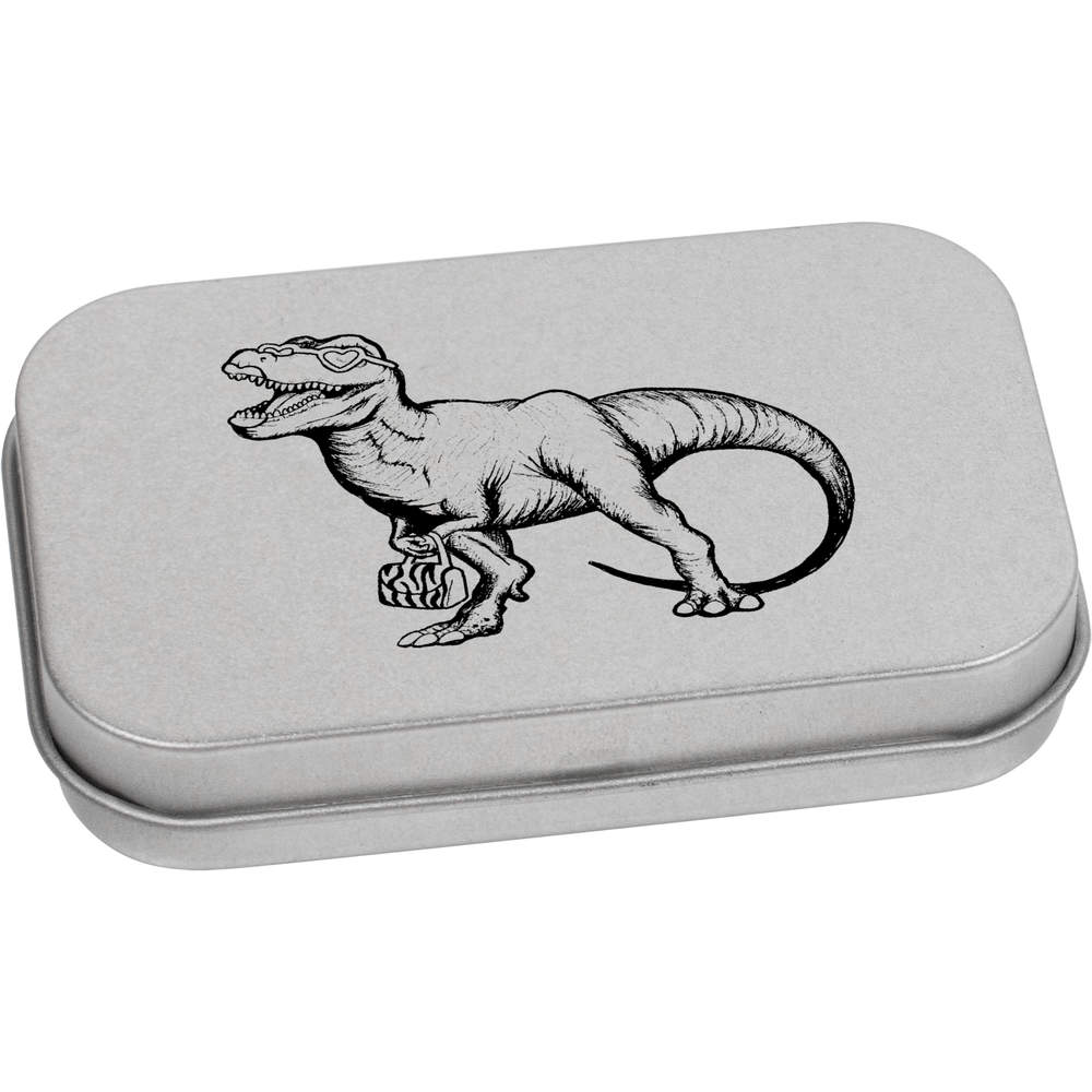 'T-Rex With Handbag' Metal Hinged Tin / Storage Box (TT039050)