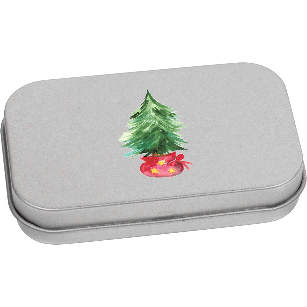 'Christmas Tree' Metal Hinged Tin / Storage Box (TT039318)