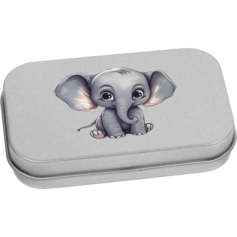 'Baby Elephant' Metal Hinged Storage Tin - 80mm x 50mm - Keepsake Box for Stationery, Crafts, Sweets and Small Gifts (TT00204410)