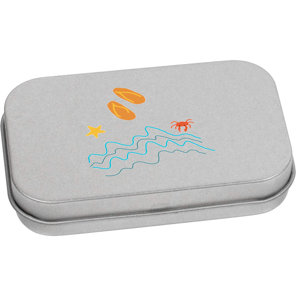 'At the beach' Storage / Stationery Tin - Metal Hinged Keepsake Box for Stationery, Crafts, Sweets and Gifts (TT040703)