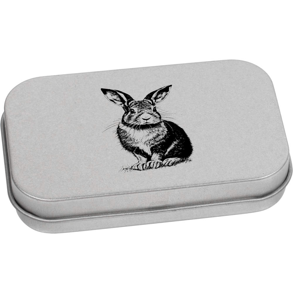 'Brown Hare Rabbit' Metal Hinged Storage Tin - 80mm x 50mm - Keepsake Box for Stationery, Crafts, Sweets and Small Gifts (TT00217415)
