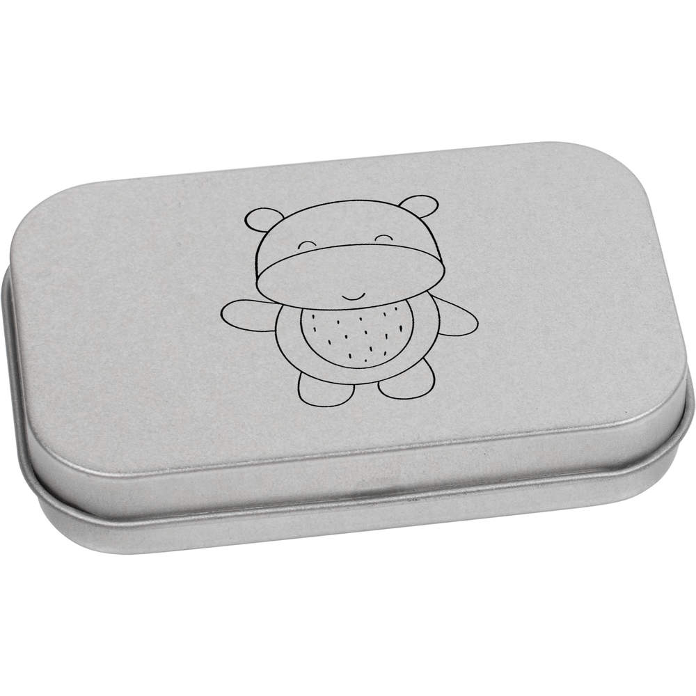 'Cute Hippo' Metal Hinged Tin / Storage Box (TT043321)