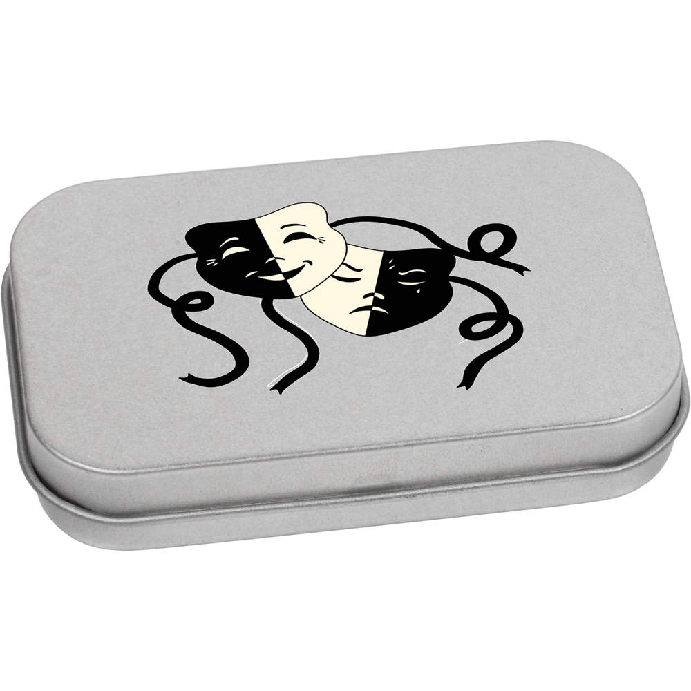 'Comedy and Tragedy Masks' Storage / Stationery Tin - Metal Hinged Keepsake Box for Stationery, Crafts, Sweets and Gifts (TT043431)