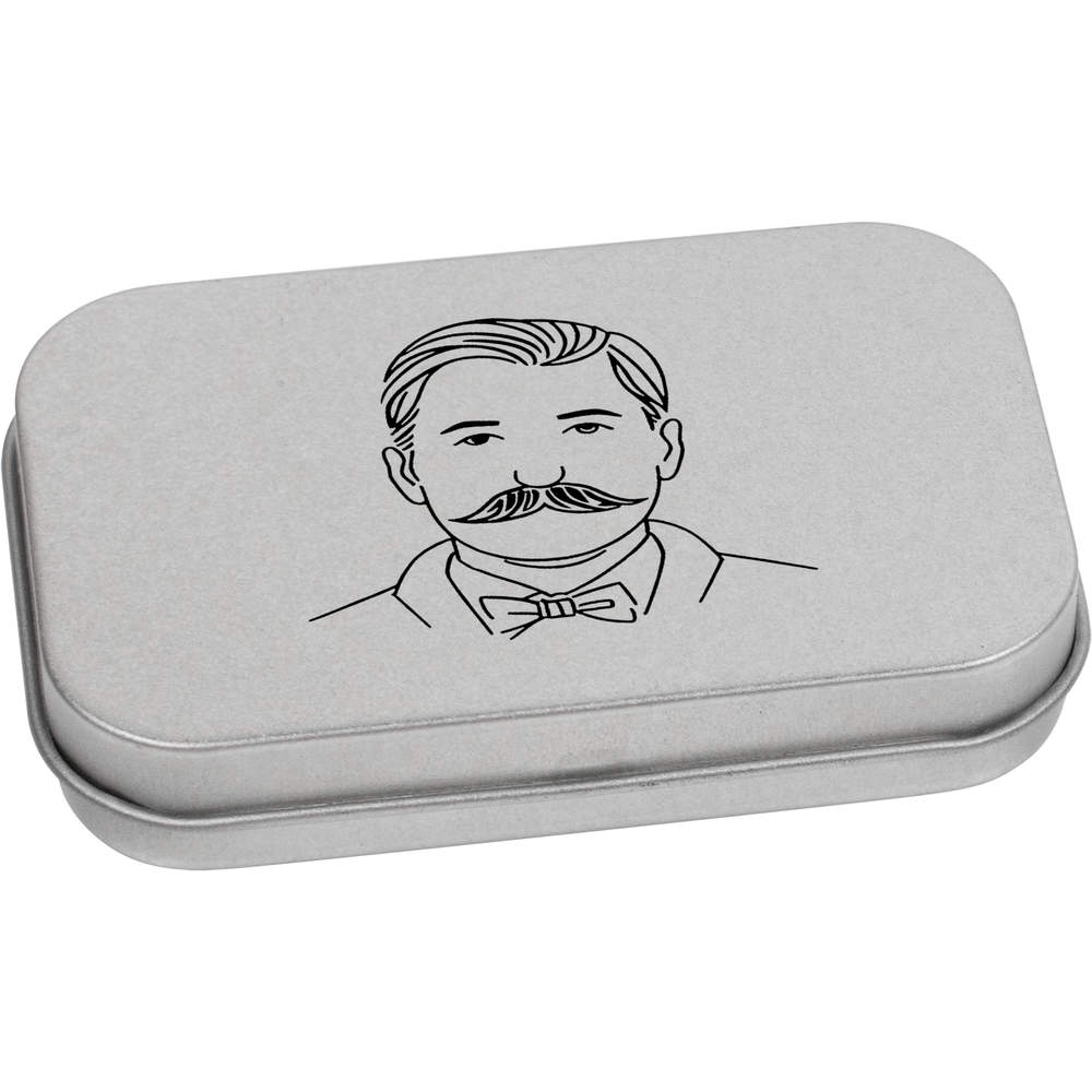'Man With Fancy Moustache' Storage / Stationery Tin - Metal Hinged Keepsake Box for Stationery, Crafts, Sweets and Gifts (TT043730)