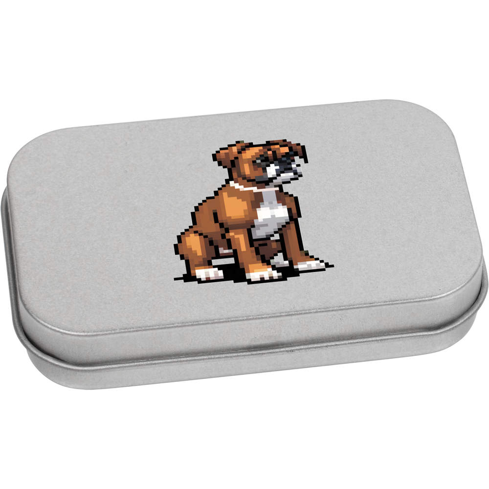 'Pixel Art Boxer Dog' Metal Hinged Tin / Storage Box (TT044005)