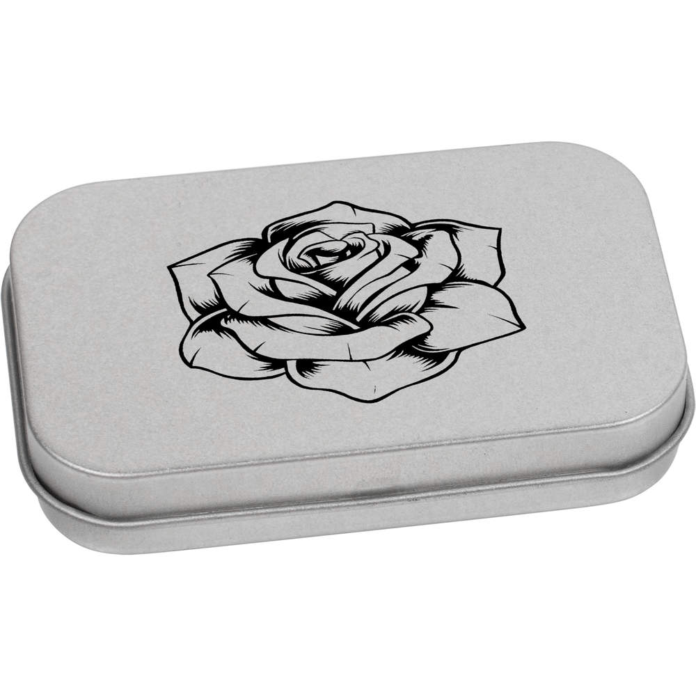 'Rose Flower' Metal Hinged Tin / Storage Box (TT044318)