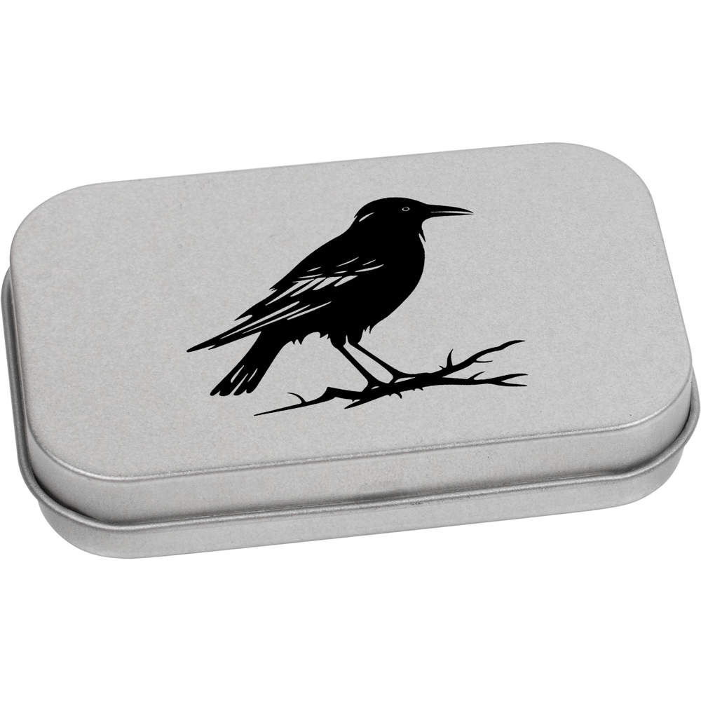 'Crow On Spikey Branch' Metal Hinged Tin / Storage Box (TT045369)