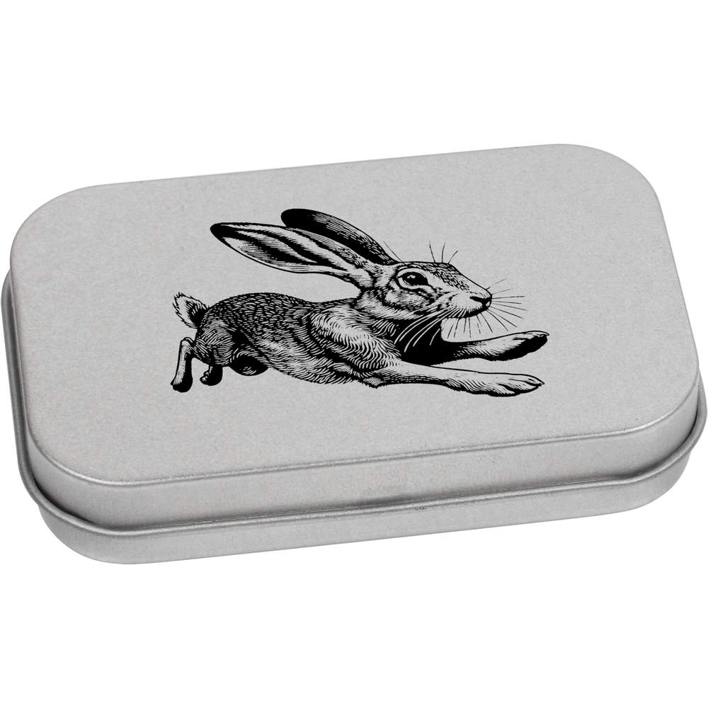 'Drawing of a Hare' Metal Hinged Tin / Storage Box (TT045440)