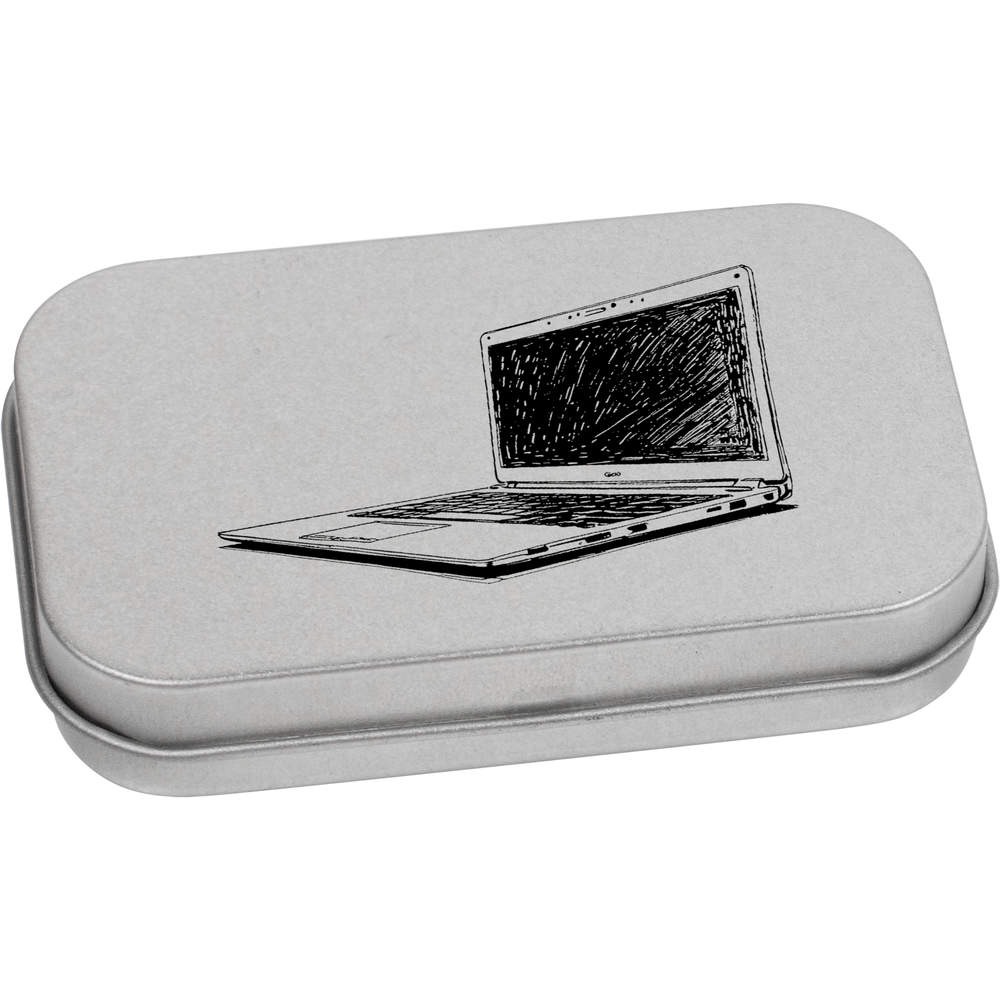 80mm 'Modern Laptop Computer' Metal Hinged Tin / Storage Box (TT00237443)