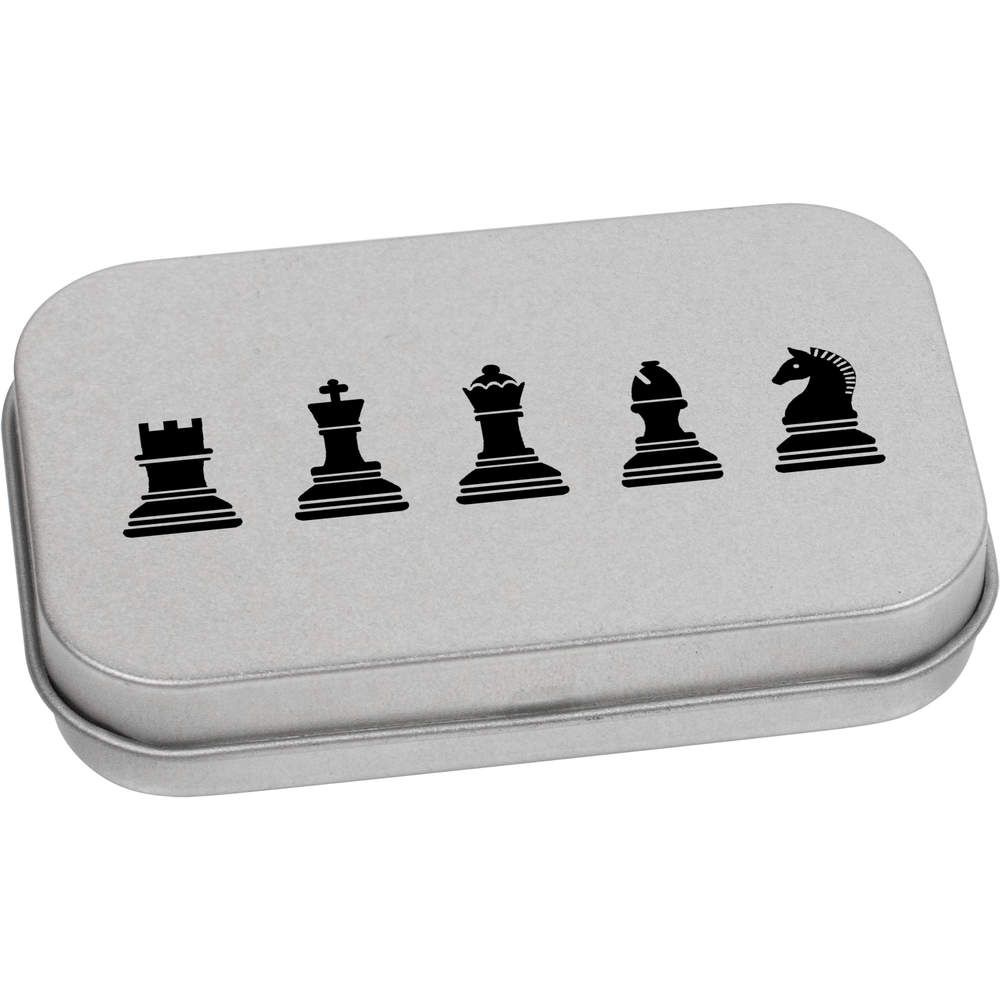'Chess Pieces' Metal Hinged Tin / Storage Box (TT046689)