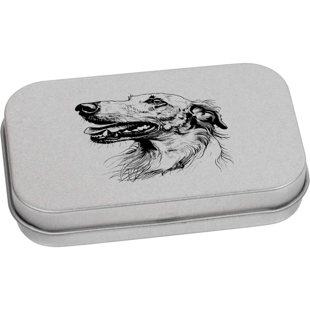 'Borzoi Dog Portrait' Metal Hinged Tin / Storage Box (TT047010)