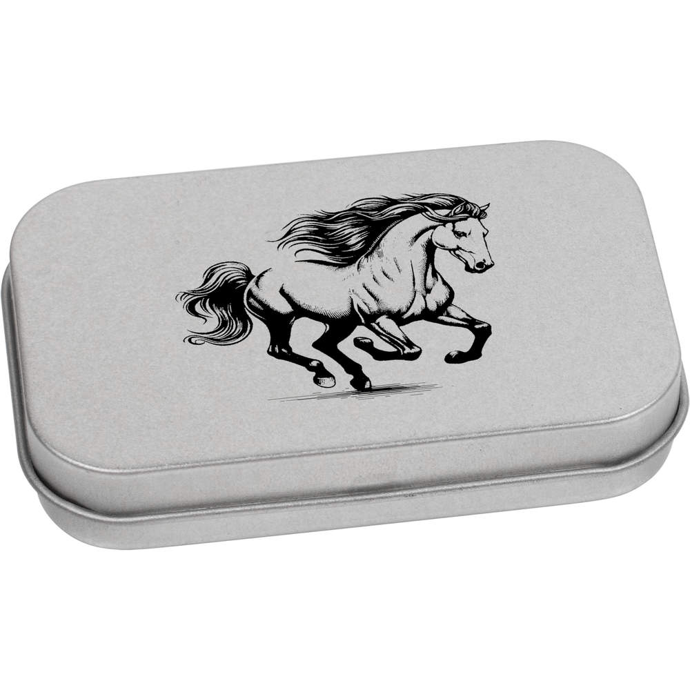 'Running Horse' Metal Hinged Tin / Storage Box (TT047055)