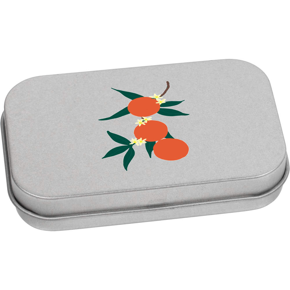 'Oranges And Blossom ' Storage / Stationery Tin - Metal Hinged Keepsake Box for Stationery, Crafts, Sweets and Gifts (TT047077)