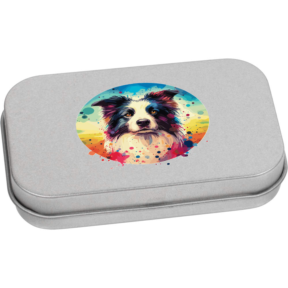 'Border Collie Portrait' Storage / Stationery Tin - Metal Hinged Keepsake Box for Stationery, Crafts, Sweets and Gifts (TT047533)