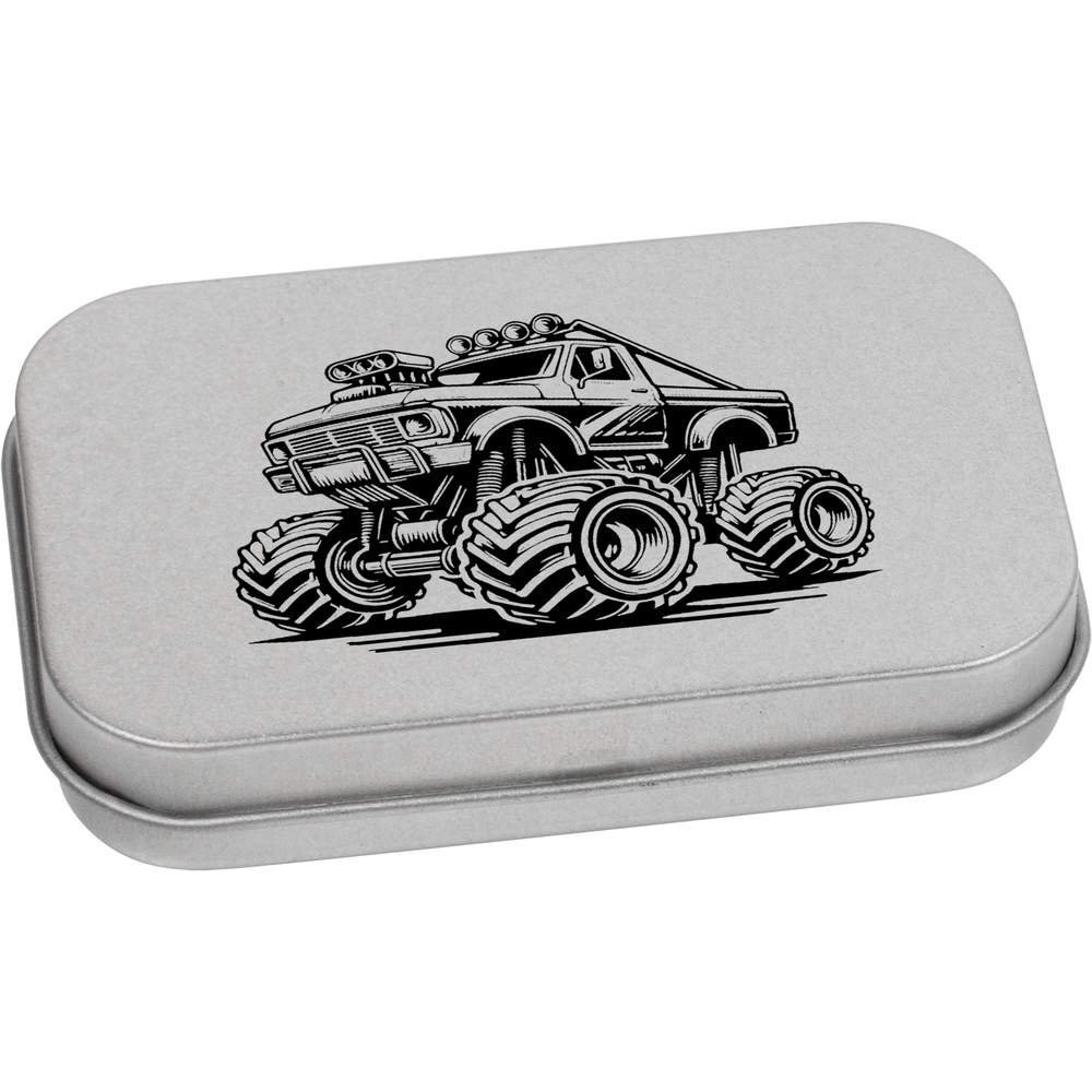 'Monster Truck' Metal Hinged Storage Tin - 80mm x 50mm - Keepsake Box for Stationery, Crafts, Sweets and Small Gifts (TT00244967)