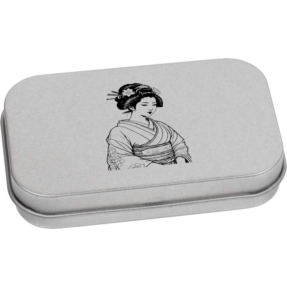'Geisha' Storage / Stationery Tin - Metal Hinged Keepsake Box for Stationery, Crafts, Sweets and Gifts (TT047800)