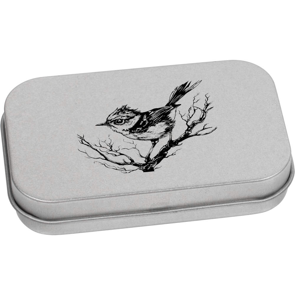 'Wren Bird on Branch' Storage / Stationery Tin - Metal Hinged Keepsake Box for Stationery, Crafts, Sweets and Gifts (TT047885)