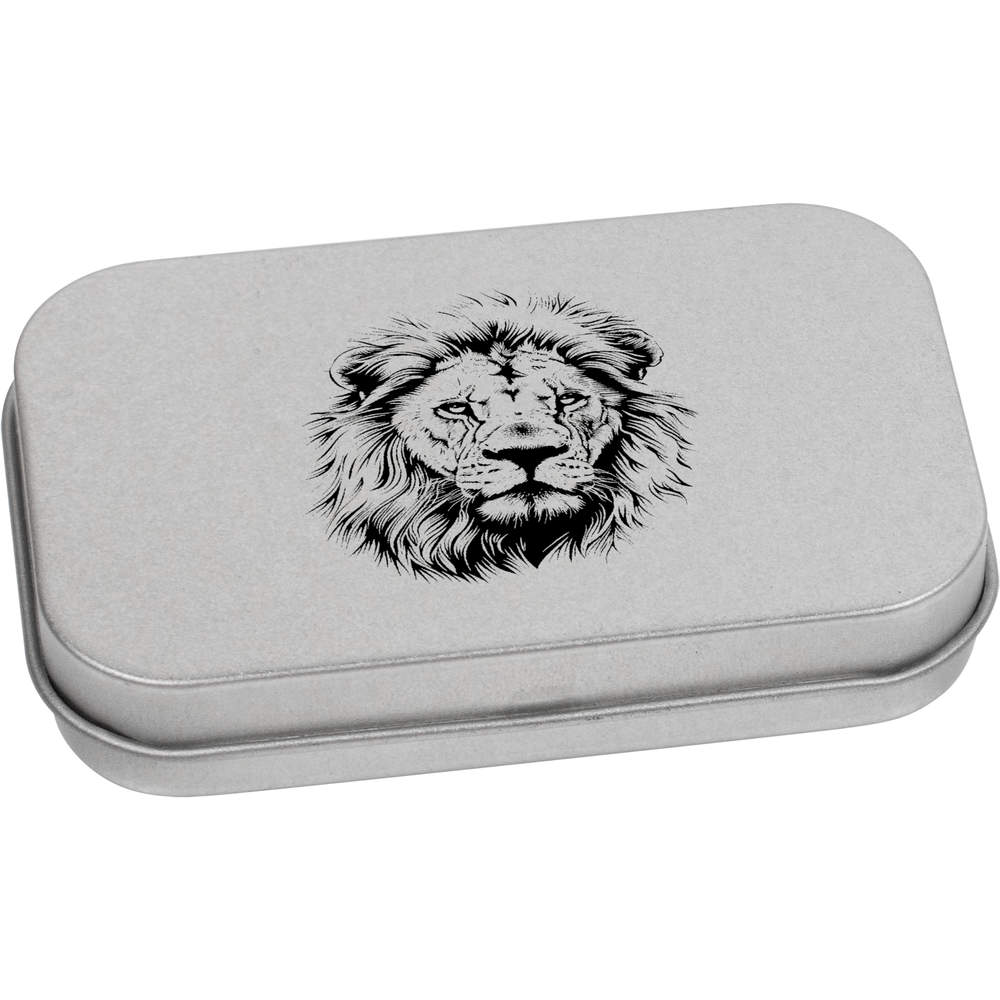 'Lion Portrait' Metal Hinged Tin / Storage Box (TT048922)