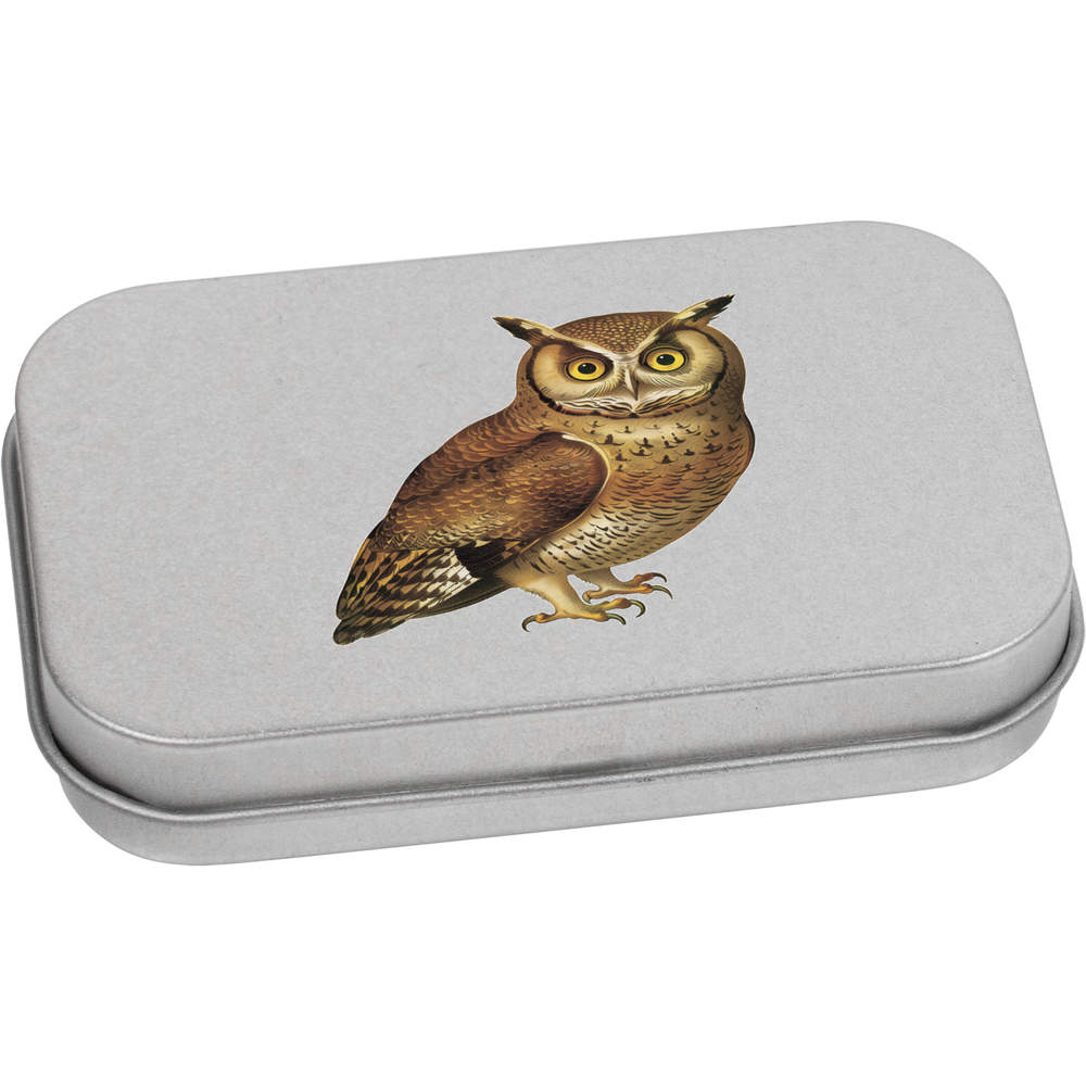'Brown Owl' Metal Hinged Storage Tin - 80mm x 50mm - Keepsake Box for Stationery, Crafts, Sweets and Small Gifts (TT00253745)