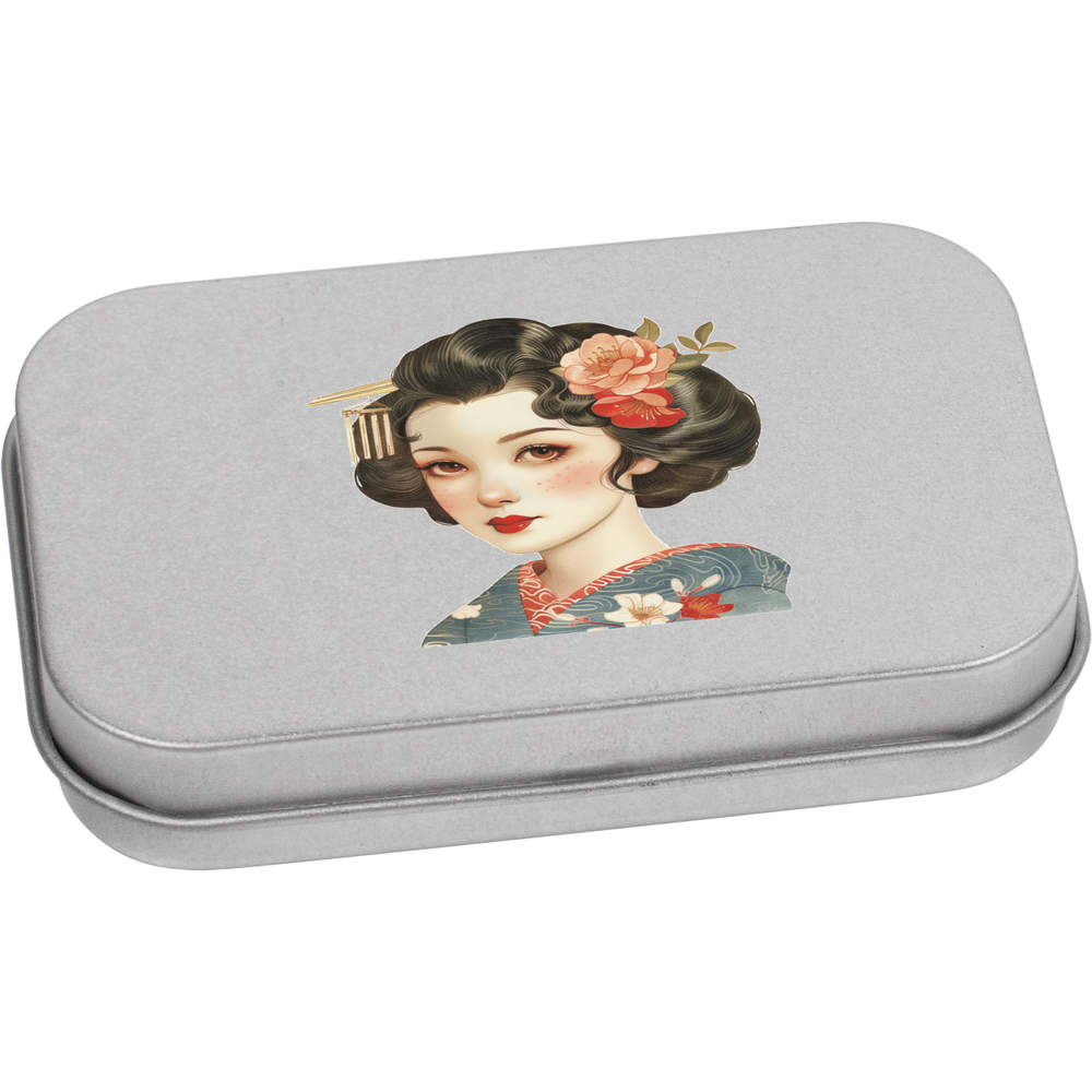 'Geisha Portrait' Storage / Stationery Tin - Metal Hinged Keepsake Box for Stationery, Crafts, Sweets and Gifts (TT049418)
