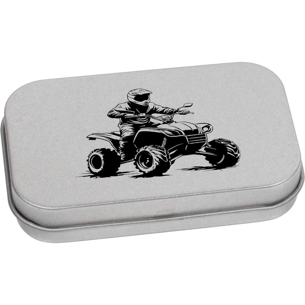 'Rider on Quad Bike' Metal Hinged Storage Tin - 80mm x 50mm - Keepsake Box for Stationery, Crafts, Sweets and Small Gifts (TT00254363)