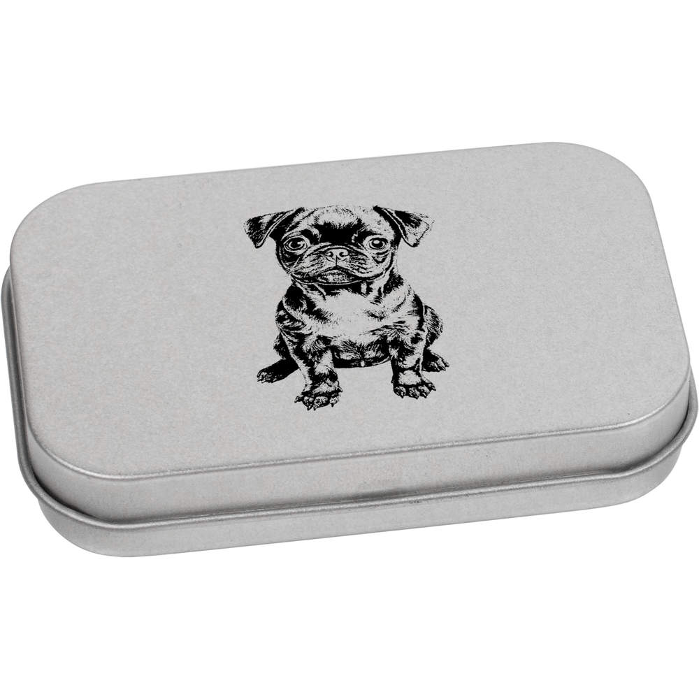 'Cute Pug Puppy' Metal Hinged Tin / Storage Box (TT050473)