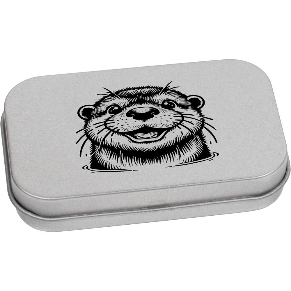 'Happy Otter' Storage / Stationery Tin - Metal Hinged Keepsake Box for Stationery, Crafts, Sweets and Gifts (TT051075)