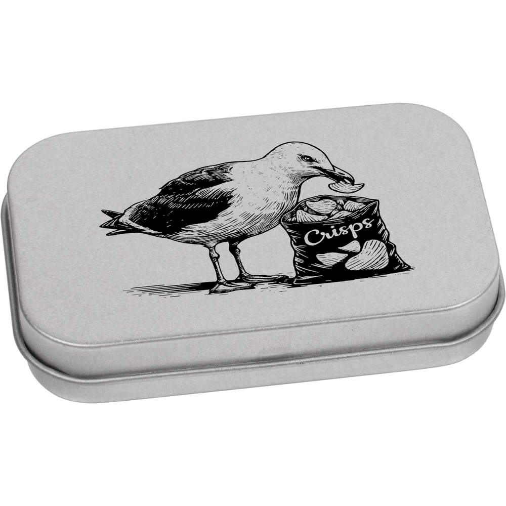 'Seagull With Crisp Packet' Metal Hinged Tin / Storage Box (TT051167)