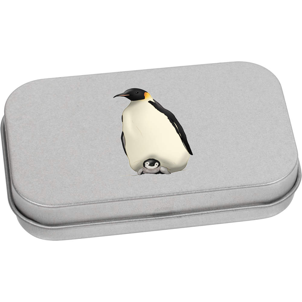 'Emperor Penguin Family' Metal Hinged Tin / Storage Box (TT051313)
