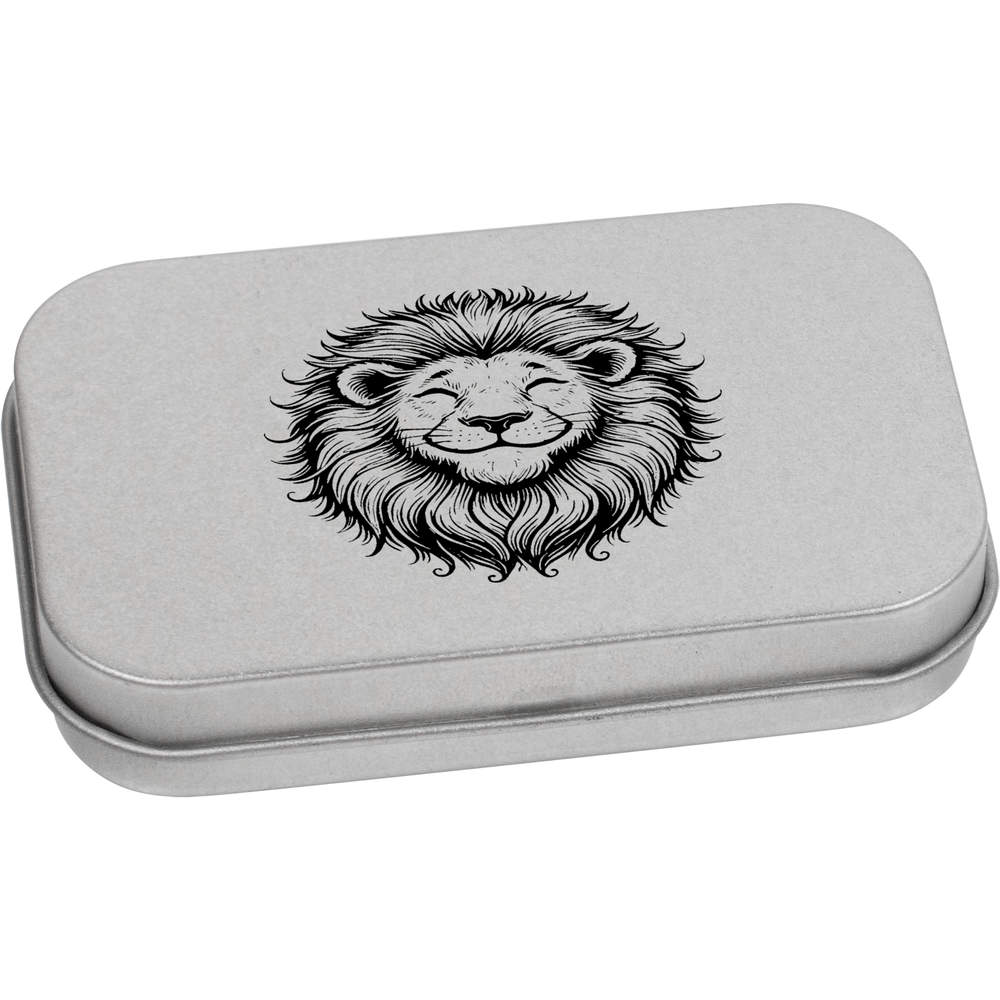 'Happy Lion Face' Metal Hinged Tin / Storage Box (TT051674)